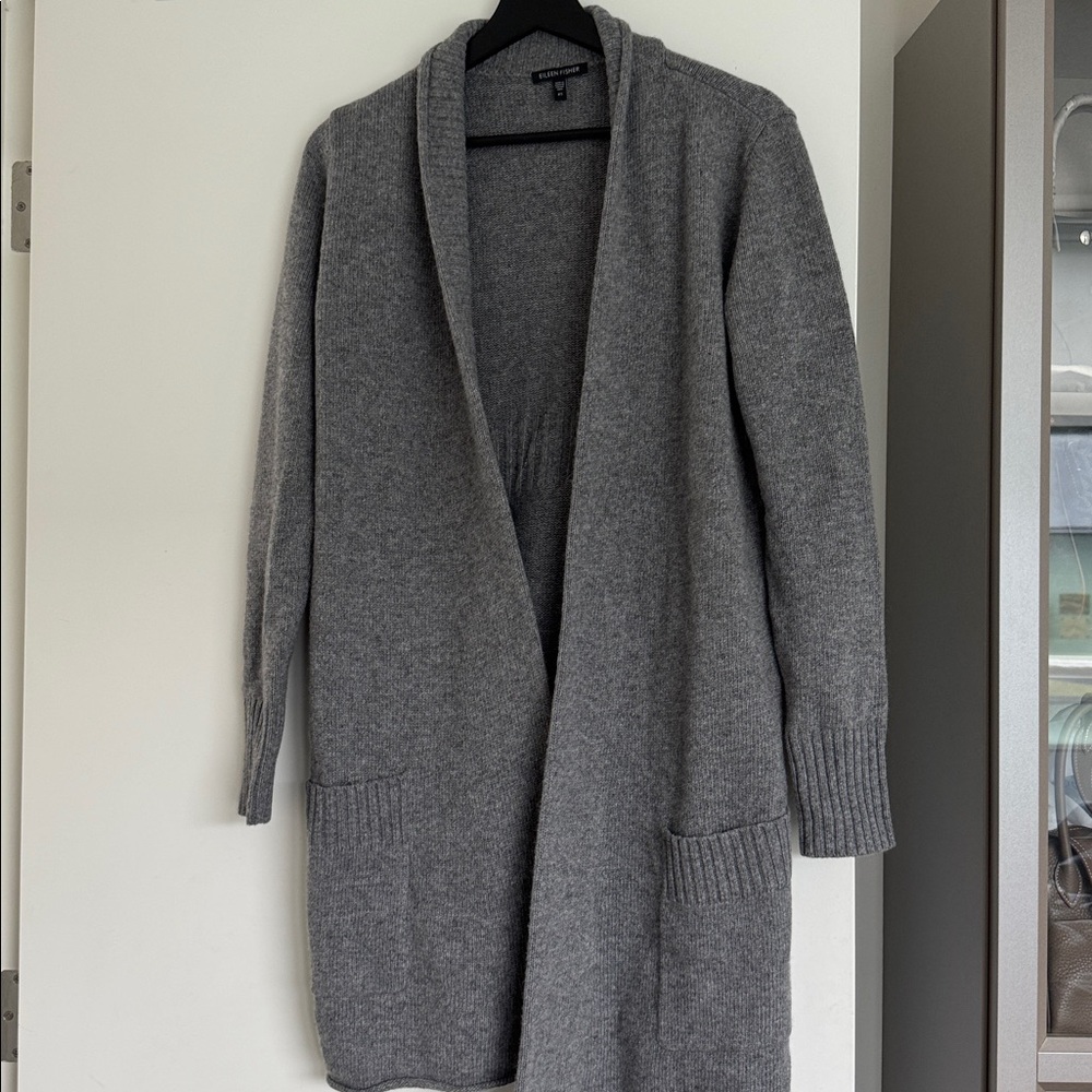 Eileen Fisher Heather Gray Knit Cardigan